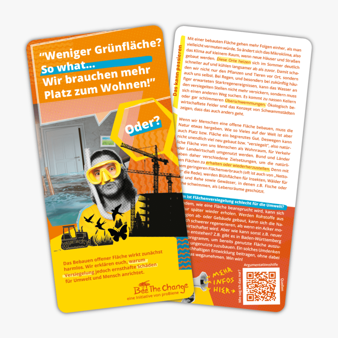 Argumentationshilfe-Karte Weniger Grünfläche - so what?